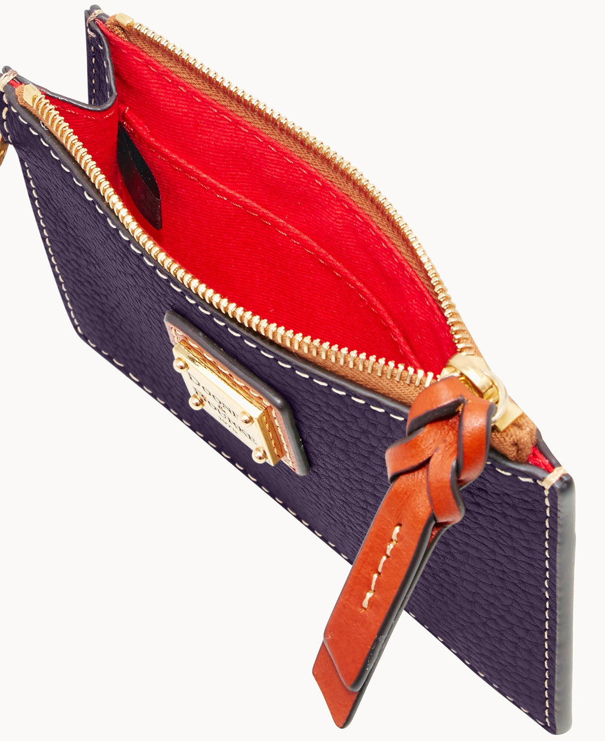 Pebble Grain Zip Top Card Case Wristlet