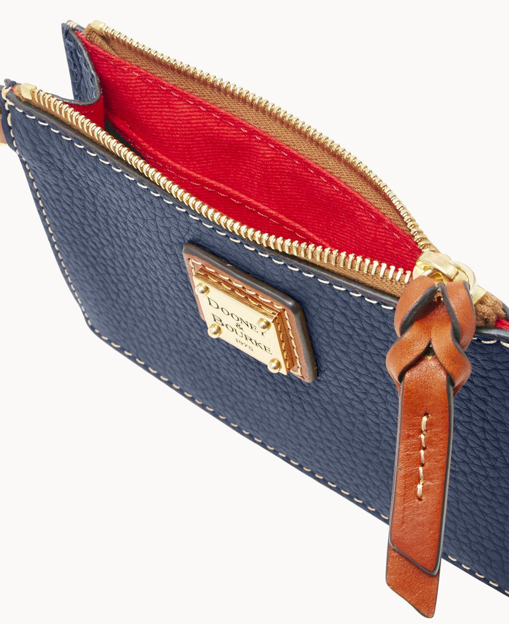 Pebble Grain Zip Top Card Case Wristlet